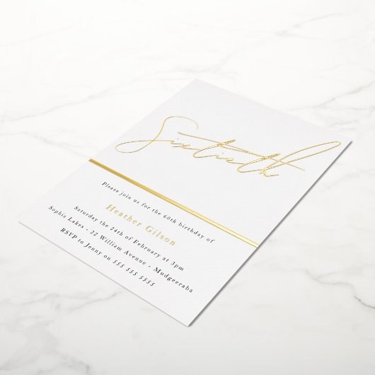 Invitation En Aluminium Gold Script 60e fête d'anniversaire Golden (Rotation)