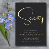 Invitation En Aluminium Gold Script 70e fête d'anniversaire