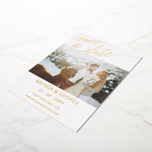 Invitation En Aluminium Gold Script Calligraphie 2 Photos Enregistrer La D (Rotation)