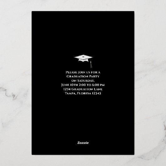 Invitation En Aluminium Gold Script Graduation Modèle photo Classic (Verso)