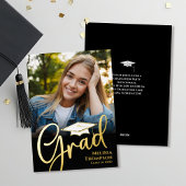 Invitation En Aluminium Gold Script Graduation Modèle photo Classic