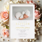 Invitation En Aluminium Gold Script Modern Taupe Photo Boy Baptême