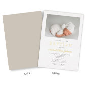 Invitation En Aluminium Gold Script Modern Taupe Photo Boy Baptême