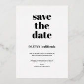 Invitation En Aluminium Gold script save the date wedding photo (Verso)