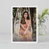 Invitation En Aluminium Gold Script Texte superposition de la photo de gra (Debout devant)