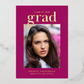 Invitation En Aluminium Gold Serif Custom Color Graduation Party (Recto)