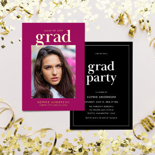 Invitation En Aluminium Gold Serif Custom Color Graduation Party