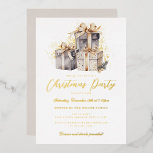 Invitation En Aluminium Gold Shimmer présente la fête de Noël