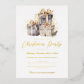 Invitation En Aluminium Gold Shimmer présente la fête de Noël (Recto)