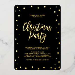 Invitation En Aluminium Gold Silver & Black Modern Christmas Fête
