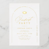Invitation En Aluminium Gold Simple Elegant Script Modern Arch Graduation (Recto)