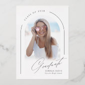 Invitation En Aluminium Gold Simple Elegant Script Modern Arch Graduation (Verso)