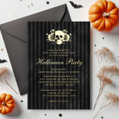 Invitation En Aluminium Gold Skull Gothique Black Halloween Party