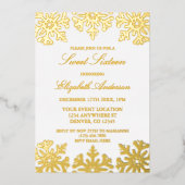 Invitation En Aluminium Gold Snowflake Winter Sweet 16 (Recto)