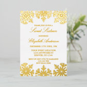 Invitation En Aluminium Gold Snowflake Winter Sweet 16 (Debout devant)