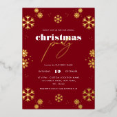 Invitation En Aluminium Gold Snowflic Script Entreprise Noël Foil Inv (Recto)