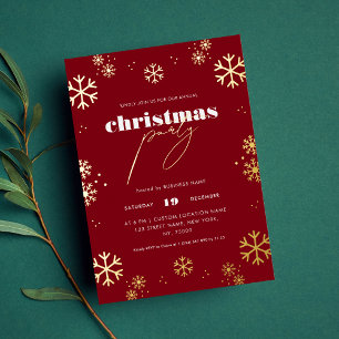 Invitation En Aluminium Gold Snowflic Script Entreprise Noël Foil Inv