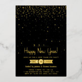 Invitation En Aluminium Gold Sparkles New Year's Eve Party Real (Recto)