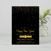 Invitation En Aluminium Gold Sparkles New Year's Eve Party Real (Debout devant)