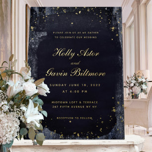Invitation En Aluminium Gold Starry Mariage de nuit