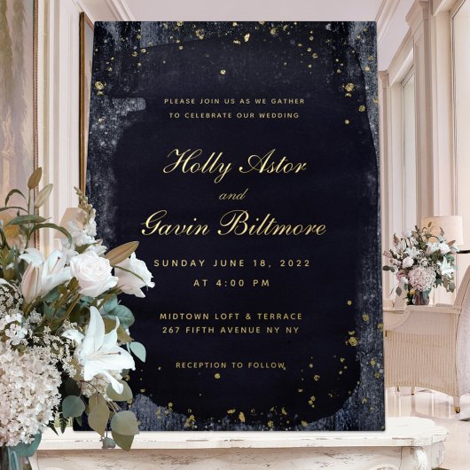 Invitation En Aluminium Gold Starry Mariage de nuit