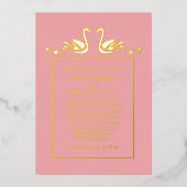 Invitation En Aluminium Gold Swans Coral Mariage Foil (Recto)