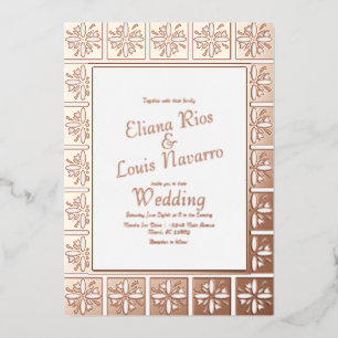 Invitation En Aluminium Gold Talavera Mariage espagnol mexicain pressé