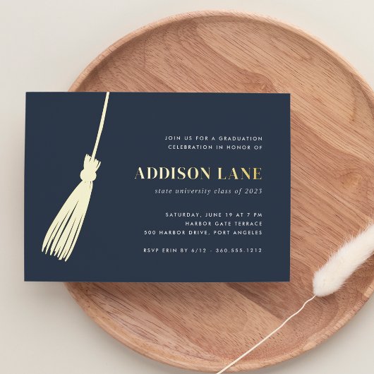 Invitation En Aluminium Gold Tassel Graduation Party