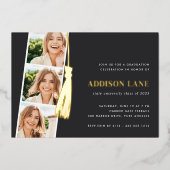 Invitation En Aluminium Gold Tassel Photo Strip Graduation Party (Recto)