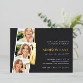 Invitation En Aluminium Gold Tassel Photo Strip Graduation Party (Debout devant)