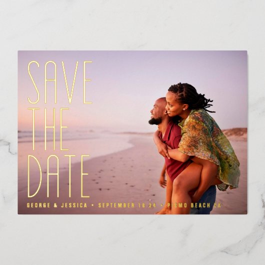 Invitation En Aluminium Gold Text modifiable Deux photos multiples ENREGIS (Devant)