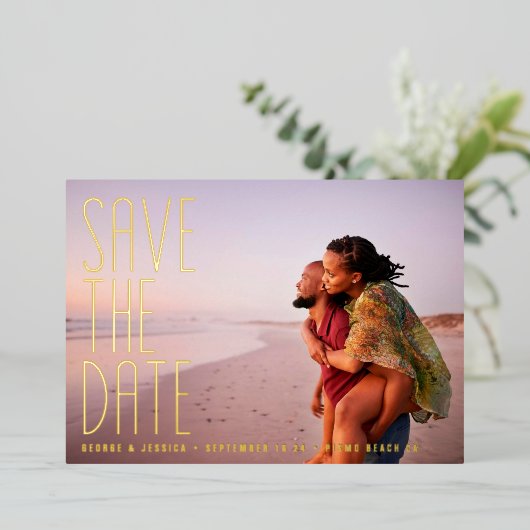 Invitation En Aluminium Gold Text modifiable Deux photos multiples ENREGIS (Debout devant)