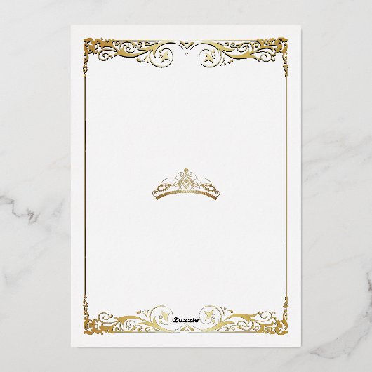 Invitation En Aluminium Gold Tiara Quinceañera Photo Mis Quince (Verso)