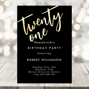 Invitation En Aluminium Gold vingt et un anniversaire