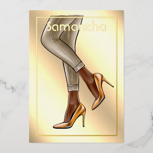 Invitation En Aluminium Gold Woman Anniversaire Party (Recto)