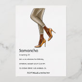 Invitation En Aluminium Gold Woman Anniversaire Party (Verso)