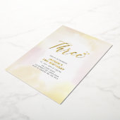 Invitation En Aluminium Gold & Yellow Heart Trois 3e fête d'anniversaire (Rotation)