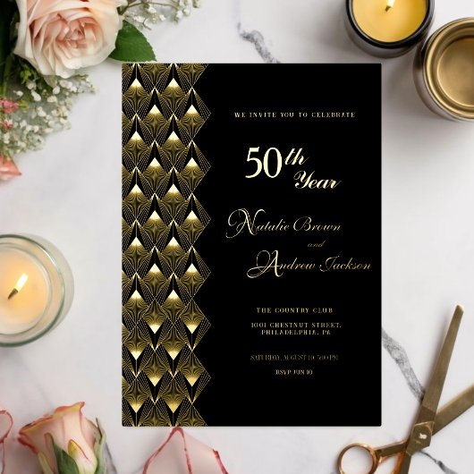 Invitation En Aluminium Golden 50e anniversaire