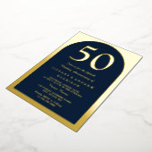 Invitation En Aluminium Golden Arch Marine 50e anniversaire Mariage or (Rotation)