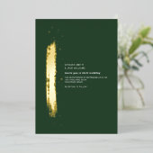 Invitation En Aluminium Golden Brushstroke Emerald Minimaliste Mariage (Debout devant)