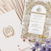 Invitation En Aluminium Golden Elegance Art Nouveau Mariage musulman