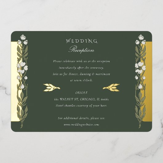 Invitation En Aluminium Golden Elegance Art Nouveau Mariage Réception (Recto)