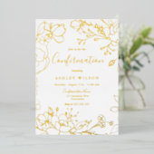 Invitation En Aluminium Golden Elegant Blanc Moderne Confirmation Véritabl (Debout devant)