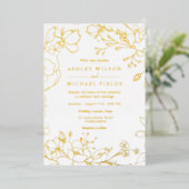 Invitation En Aluminium Golden Elegant Blanc moderne Mariage Real Gold (Debout devant)