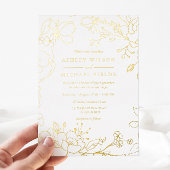 Invitation En Aluminium Golden Elegant Blanc moderne Mariage Real Gold