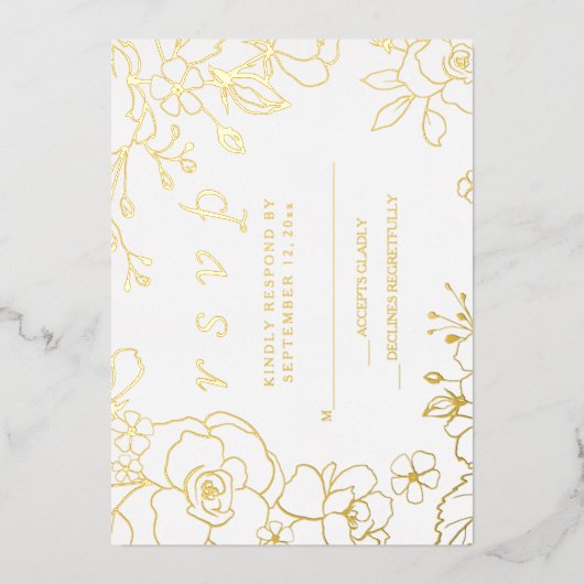 Invitation En Aluminium Golden Elegant Mariage RSVP Real Gold (Recto)