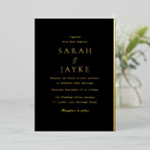 Invitation En Aluminium Golden Foil Black & Gold Modern Mariage (Debout devant)