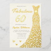 Invitation En Aluminium Golden Gown, Fabuleux 60e Anniversaire Robe Or (Recto)