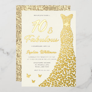 Invitation En Aluminium Golden Gown, Fabuleux 70e Anniversaire Robe Or