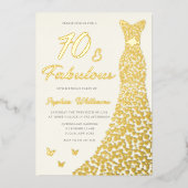 Invitation En Aluminium Golden Gown, Fabuleux 70e Anniversaire Robe Or (Recto)